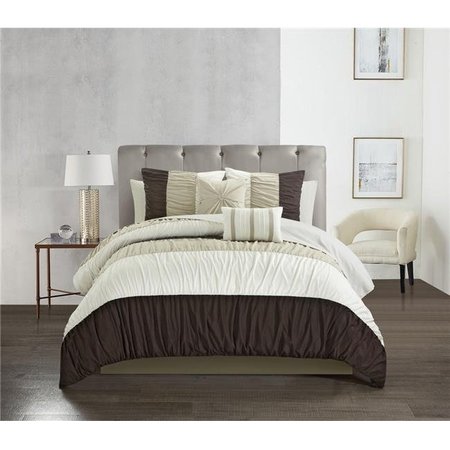 CHIC HOME Chic Home BCS25142-US 9 Piece Mae Comforter Set; Brown - King Size BCS25142-US